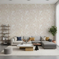 Tapete mit cremefarbenem botanischem Linienkunst-Design