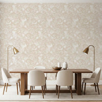 Tapete mit cremefarbenem botanischem Linienkunst-Design