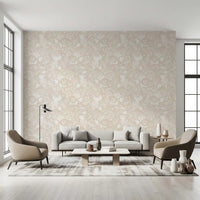 Tapete mit cremefarbenem botanischem Linienkunst-Design