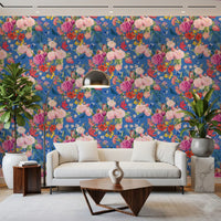 Papel tapiz vintage con sinfonía floral botánica