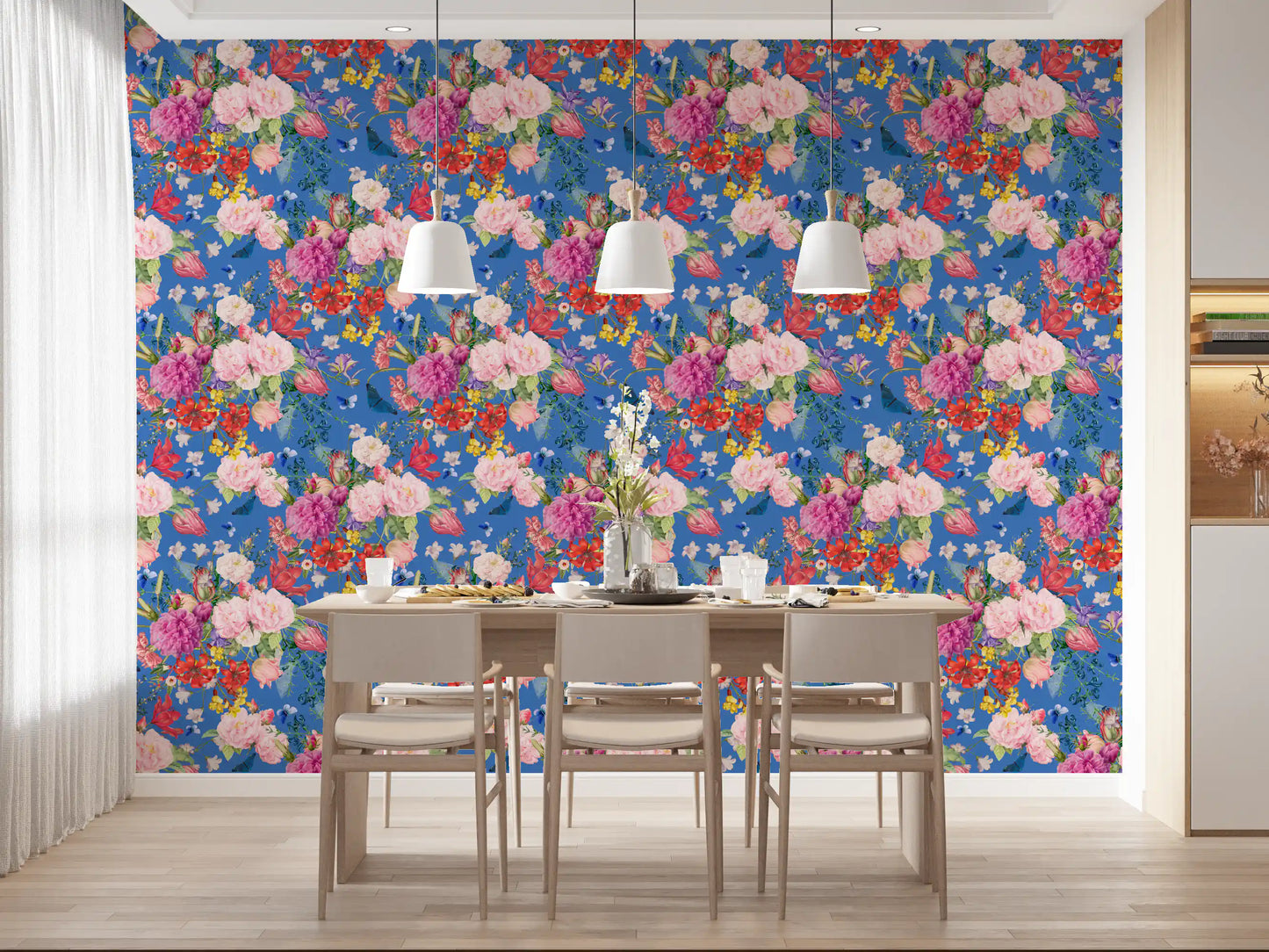 Papel tapiz vintage con sinfonía floral botánica