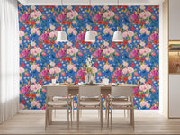 Papel tapiz vintage con sinfonía floral botánica