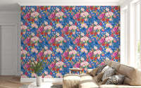 Papel tapiz vintage con sinfonía floral botánica