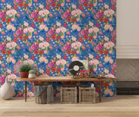 Papel tapiz vintage con sinfonía floral botánica