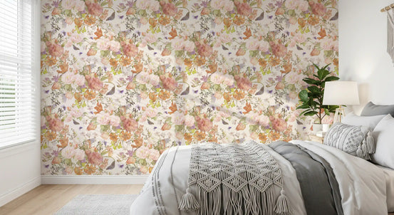 Dæmpet Eng Botanisk Illustration Tapet⁠