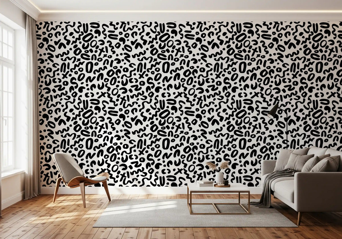 Living room styled around the Doodle Abstract Shapes wallpaper GD11777
