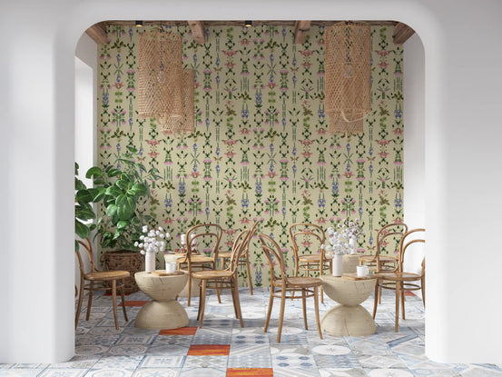 Papier peint Heritage Field Flora Pistache