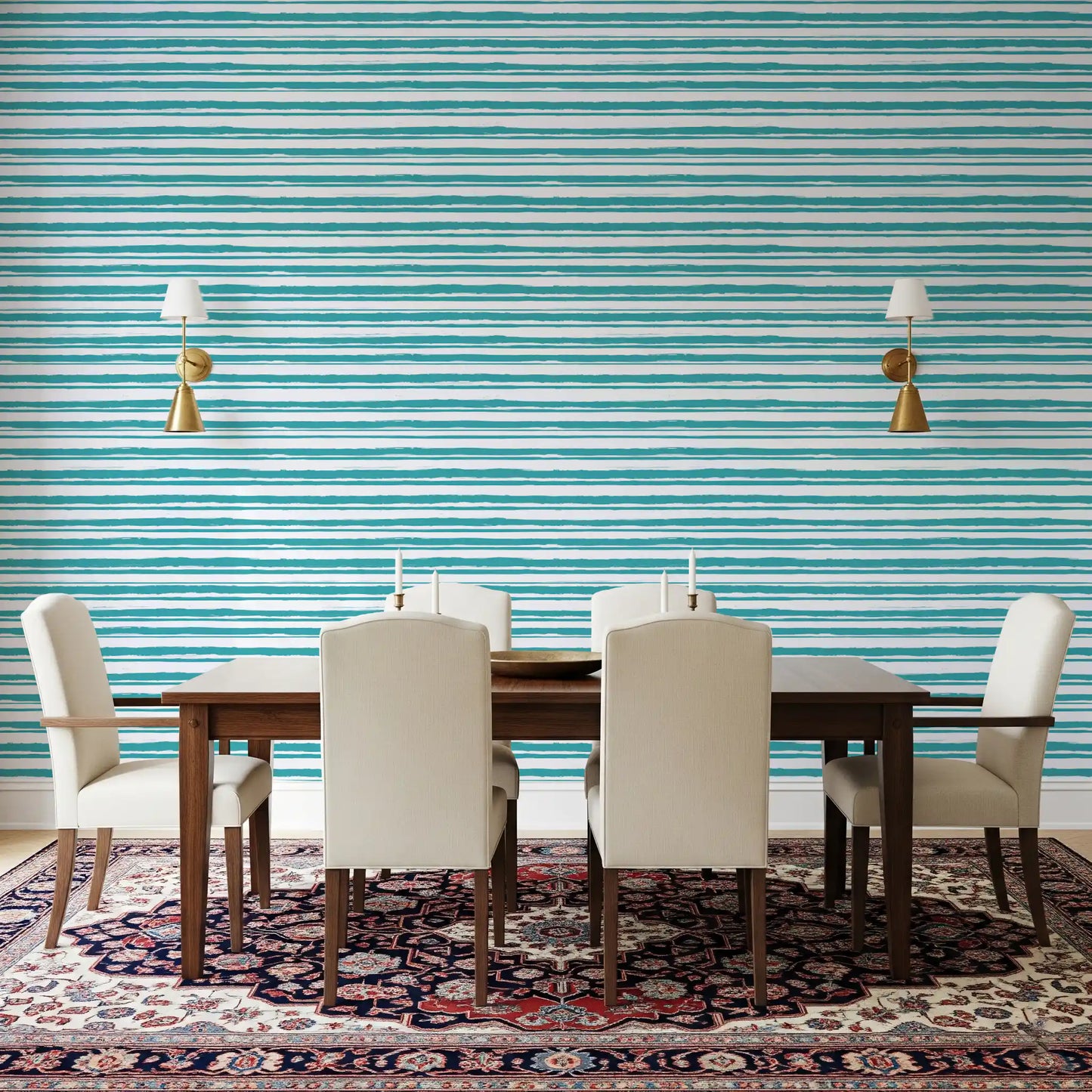 Papier peint texture trait organique bleu sarcelle⁠