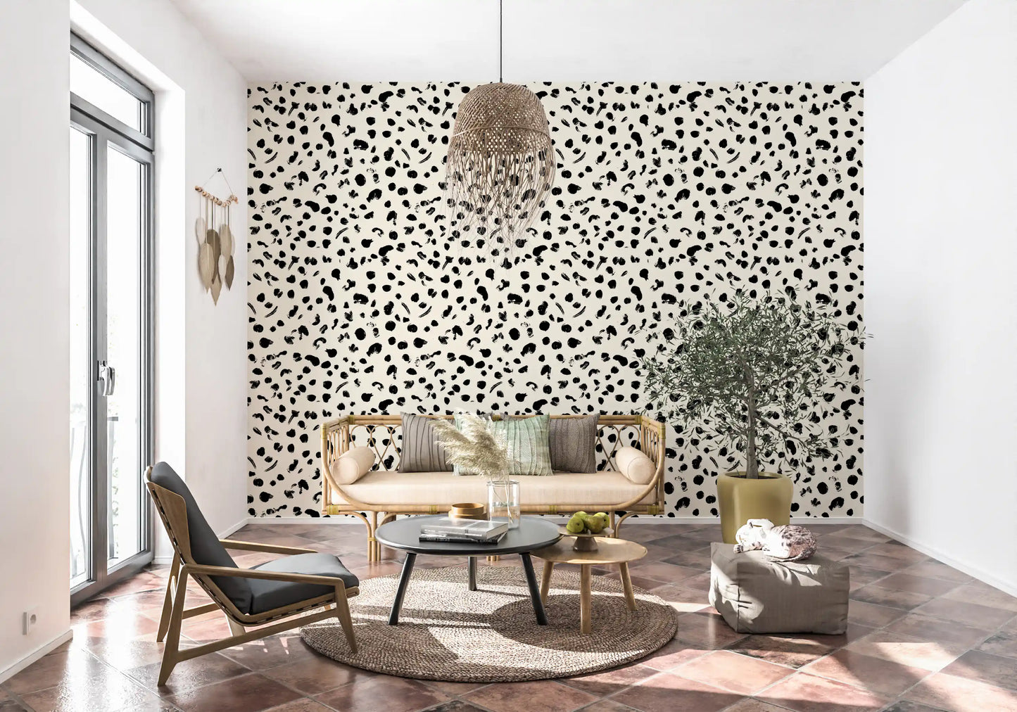 Papel de Parede Minimalista com Pinceladas Monocromáticas