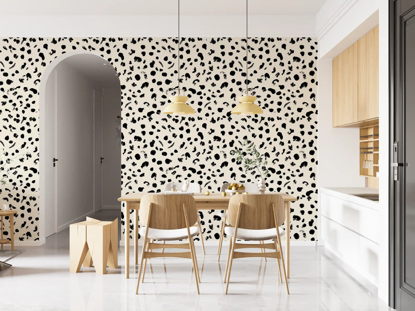 Papel de Parede Minimalista com Pinceladas Monocromáticas