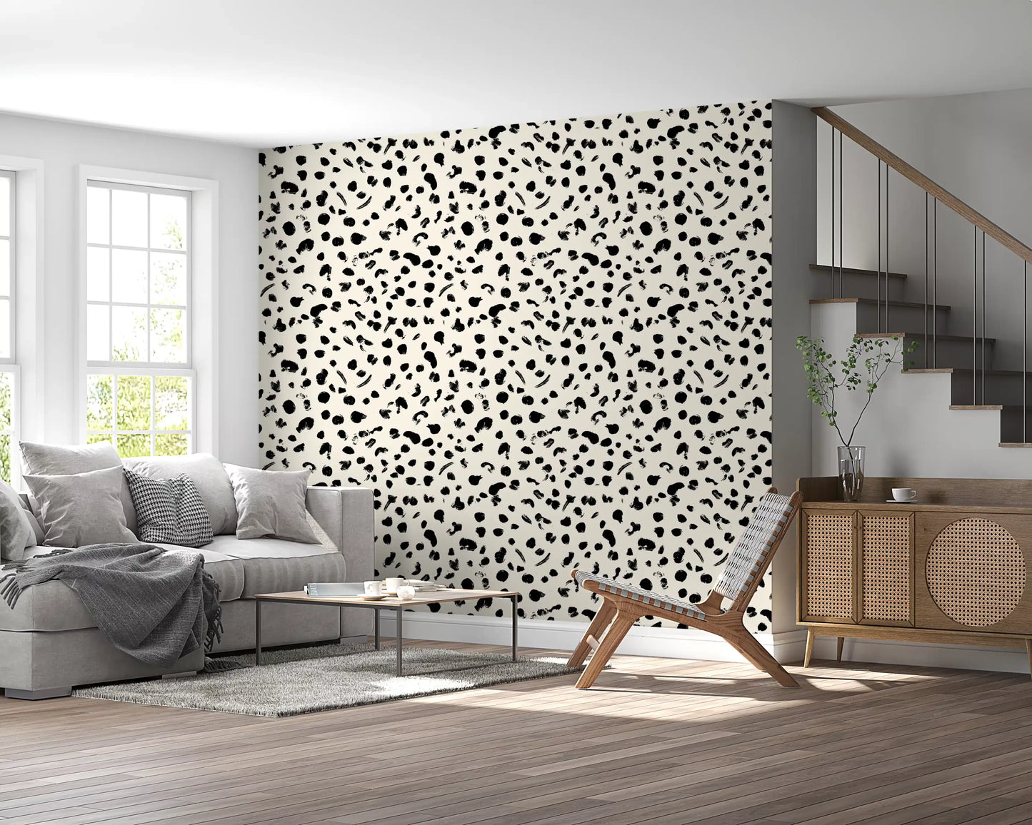 Papel de Parede Minimalista com Pinceladas Monocromáticas
