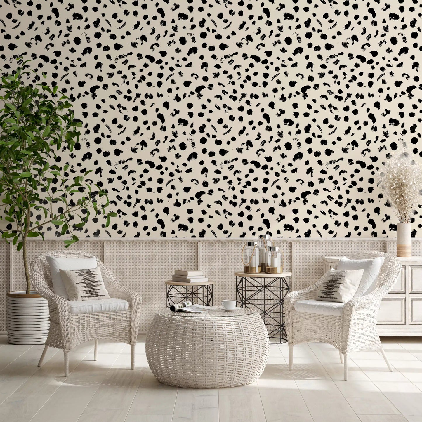 Papel de Parede Minimalista com Pinceladas Monocromáticas