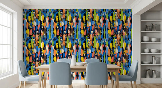 Papel de Parede Artístico Eclético com Pinceladas Multicoloridas
