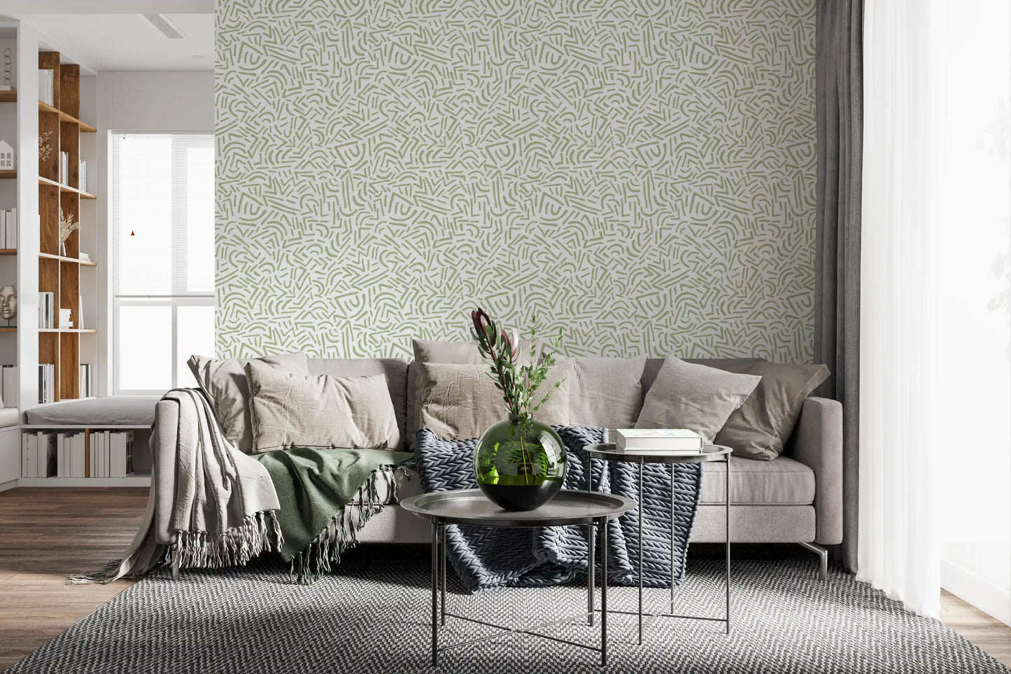 Papel de Parede Sage Organic Rhythmic Sketch