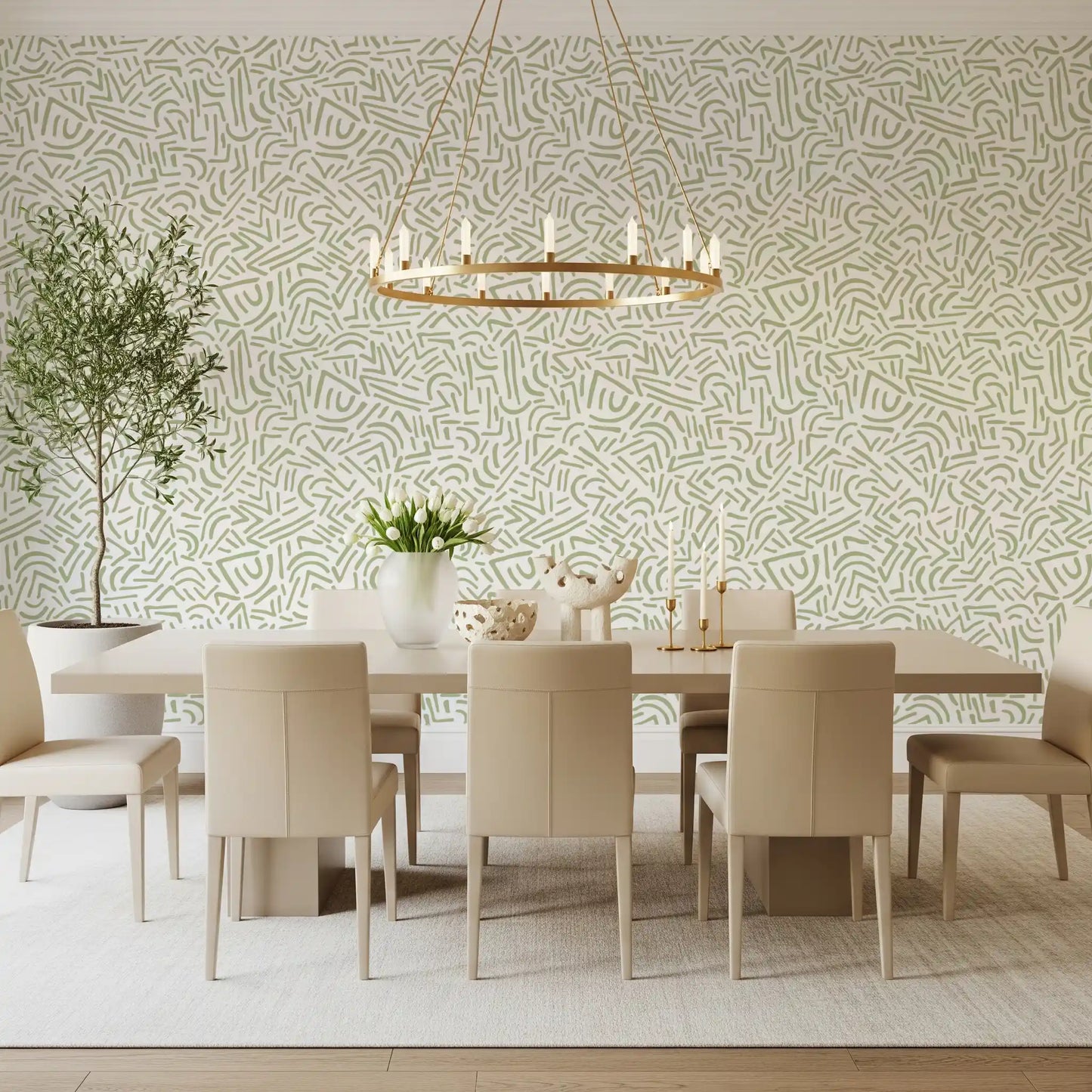 Papel de Parede Sage Organic Rhythmic Sketch