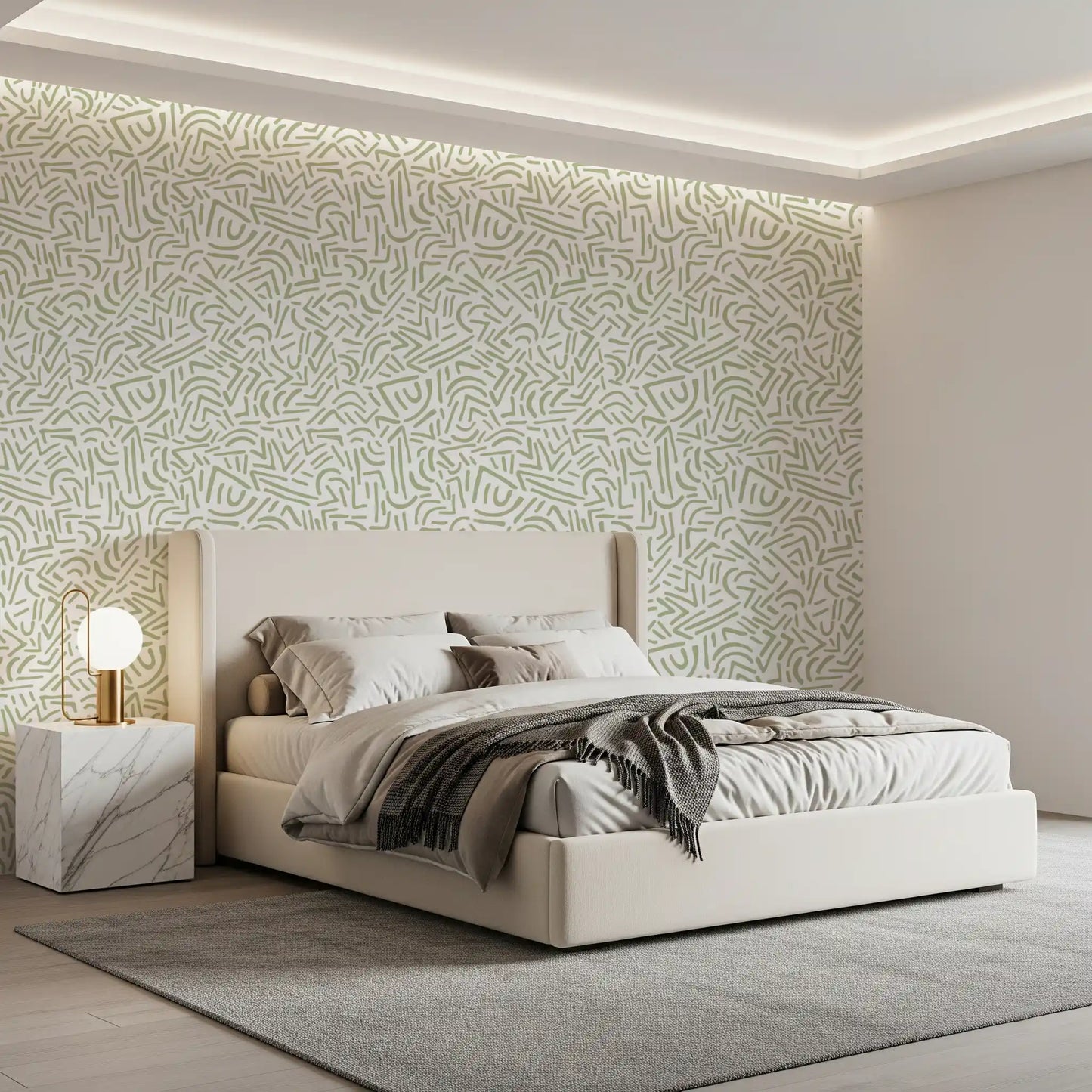 Papel de Parede Sage Organic Rhythmic Sketch