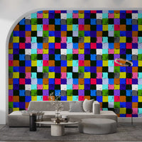 Papier peint à carrés patchwork peints aux couleurs éclatantes
