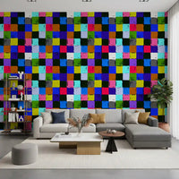 Papier peint à carrés patchwork peints aux couleurs éclatantes