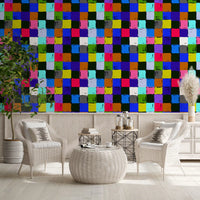 Papier peint à carrés patchwork peints aux couleurs éclatantes