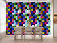 Papier peint à carrés patchwork peints aux couleurs éclatantes