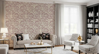 Muted Mauve Botanical Illustration Wallpaper⁠