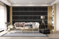 Monochrome Geometric Elongated Hexagon Pattern Wallpaper⁠