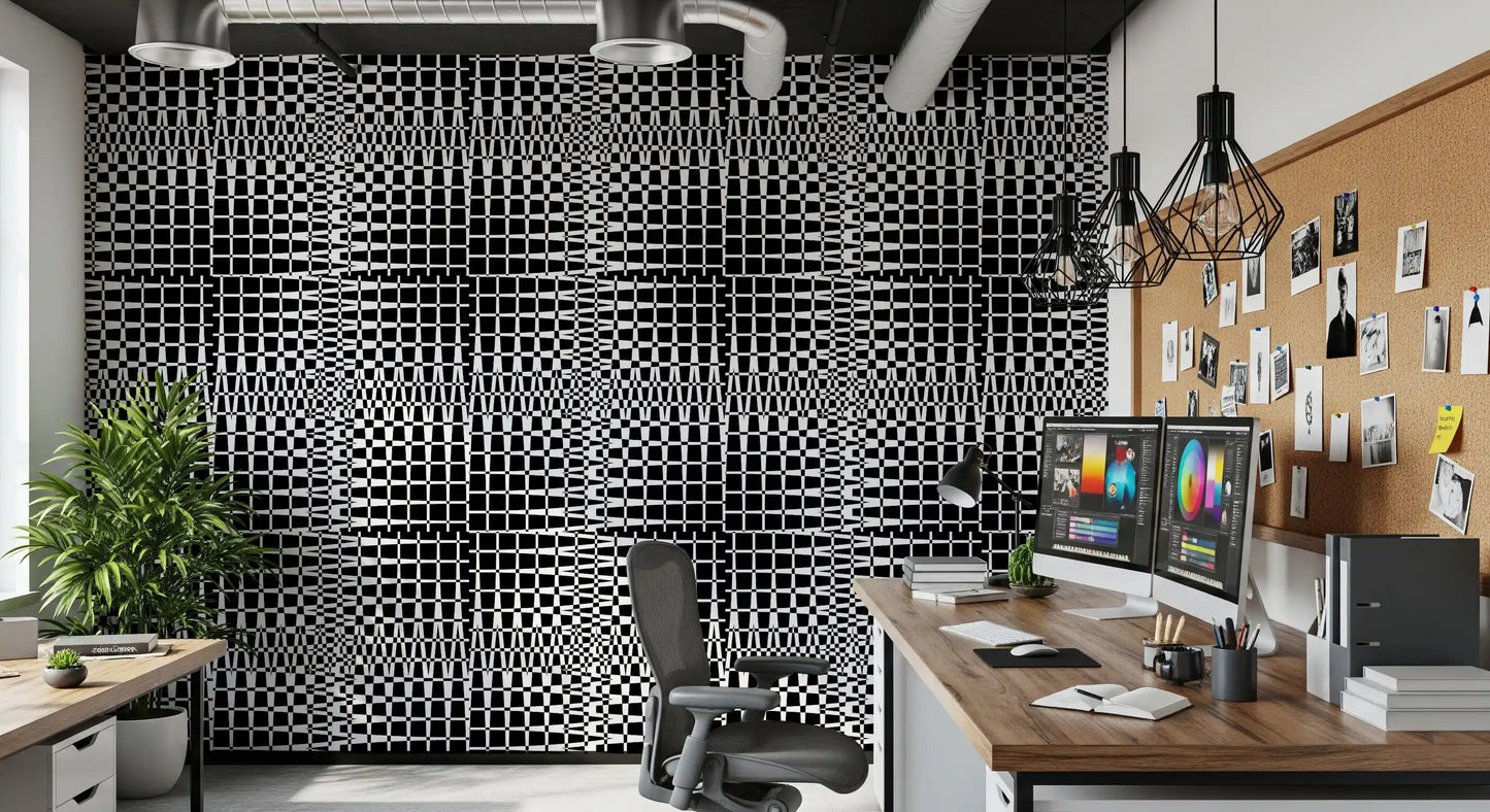 Papel tapiz de cuadrícula ondulada monocromática