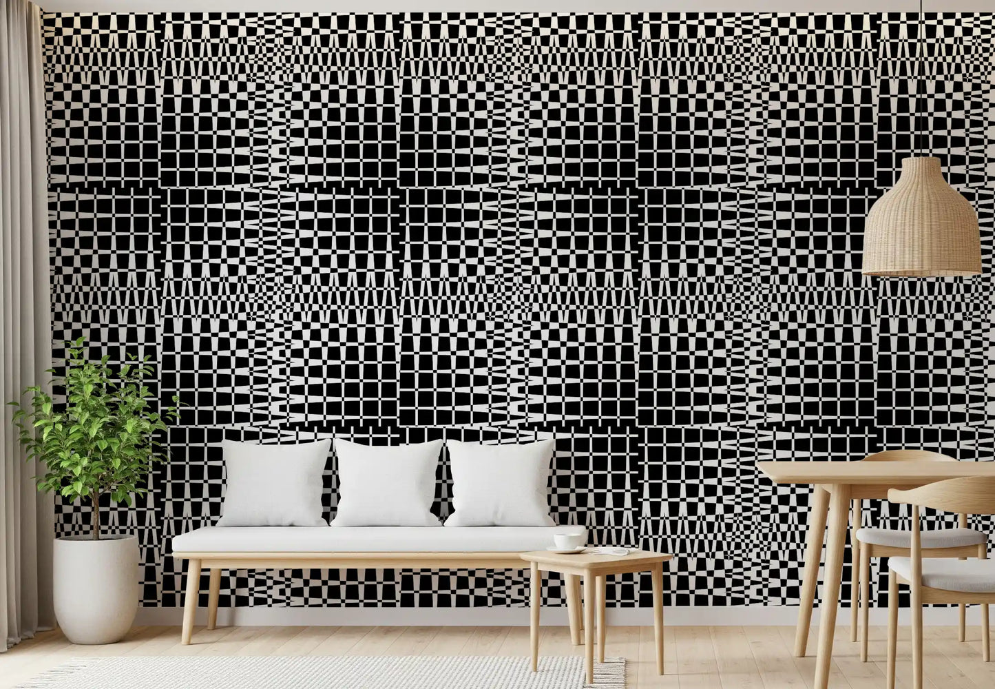 Papel tapiz de cuadrícula ondulada monocromática