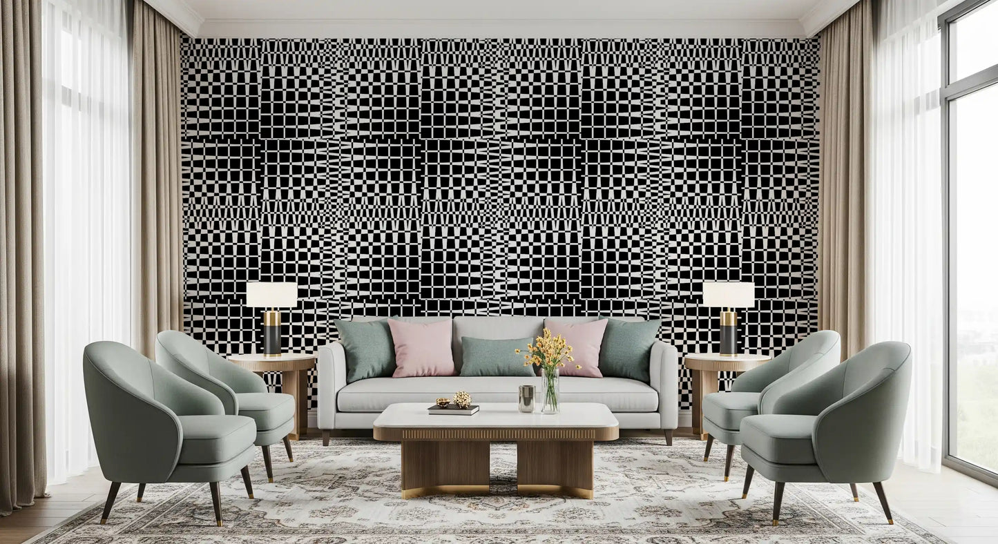 Papel tapiz de cuadrícula ondulada monocromática