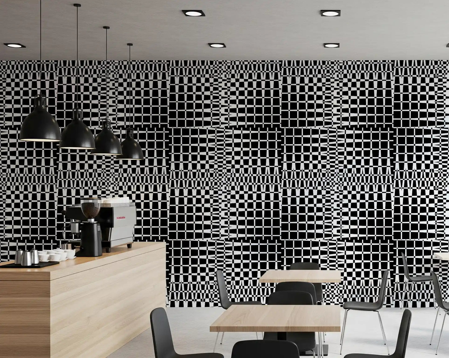 Papel tapiz de cuadrícula ondulada monocromática