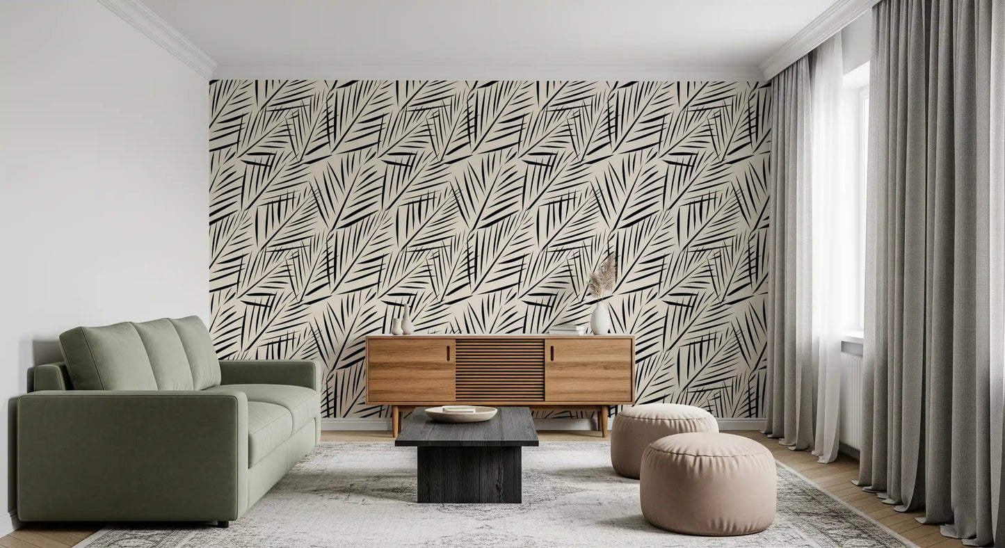Minimalistische Palmblatt-Silhouetten-Tapete