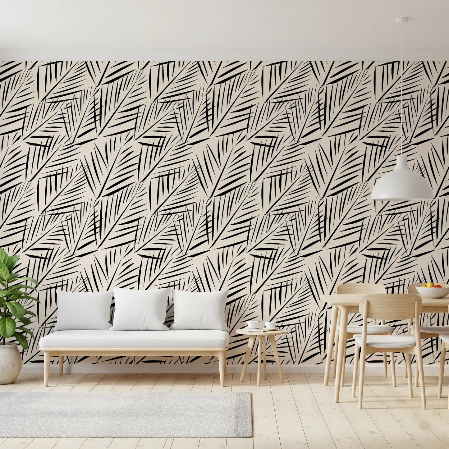 Minimalistische Palmblatt-Silhouetten-Tapete