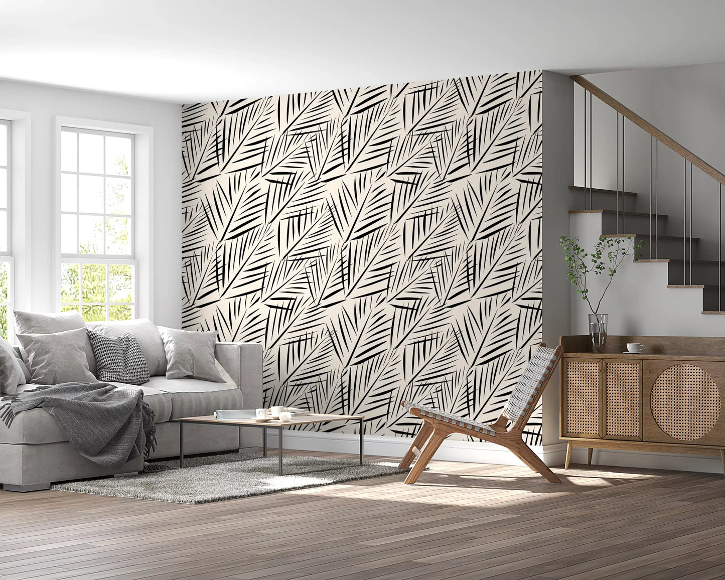 Minimalistische Palmblatt-Silhouetten-Tapete