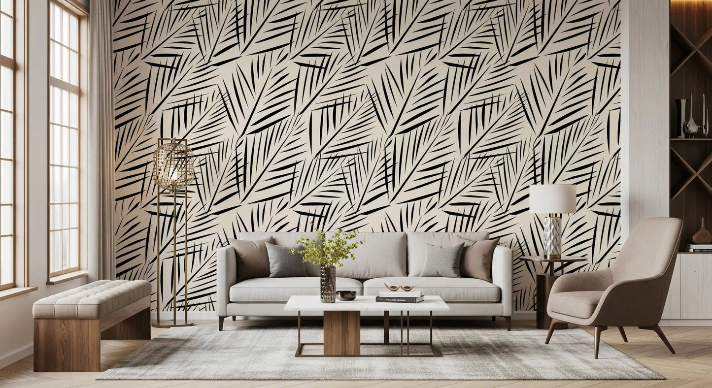 Minimalistische Palmblatt-Silhouetten-Tapete