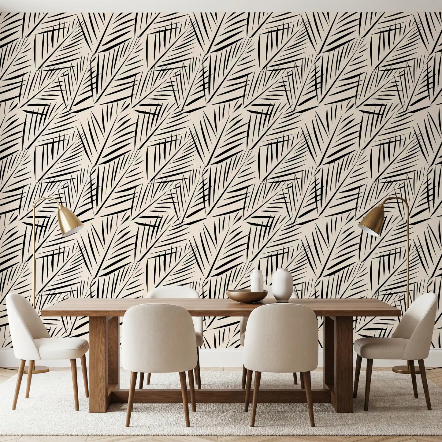 Minimalistische Palmblatt-Silhouetten-Tapete