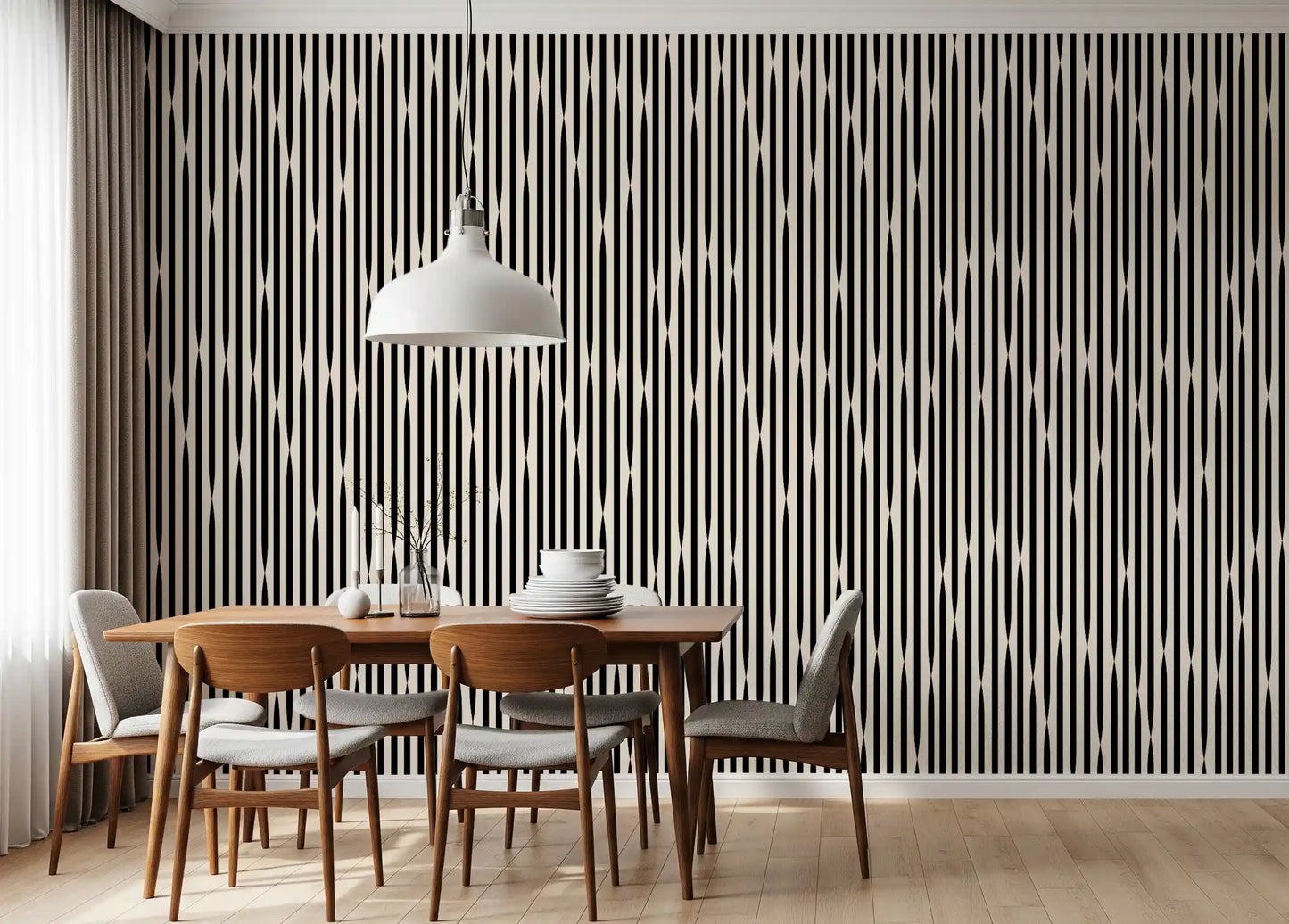 Carta da parati a strisce monocromatiche intrecciate