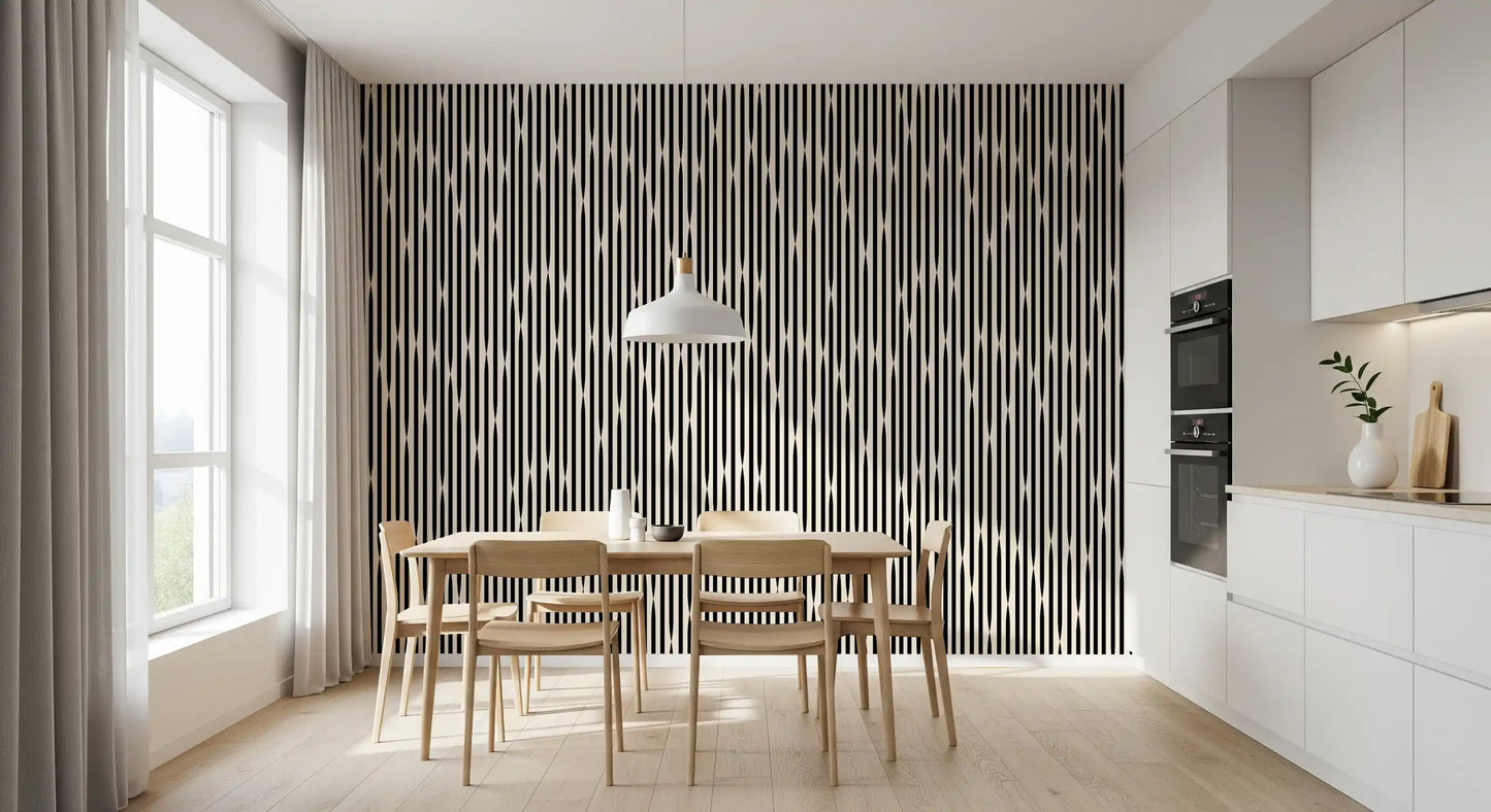 Carta da parati a strisce monocromatiche intrecciate