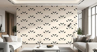 Minimalist Black Leaf Motif Wallpaper⁠