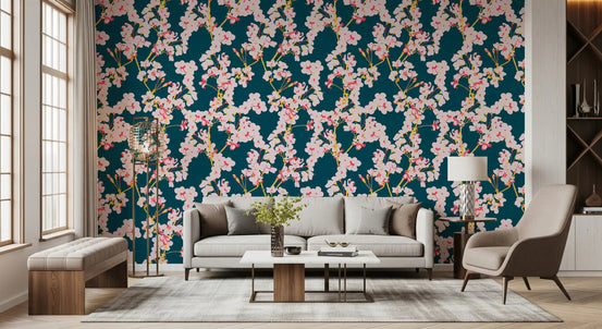 Tapet med midnatsblomstrende kirsebærstier