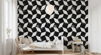 Papier peint monochrome à motifs de coups de pinceau carrés