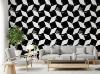 Papier peint monochrome à motifs de coups de pinceau carrés