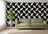 Papier peint monochrome à motifs de coups de pinceau carrés