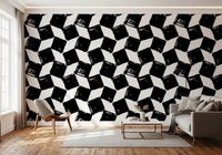 Papier peint monochrome à motifs de coups de pinceau carrés