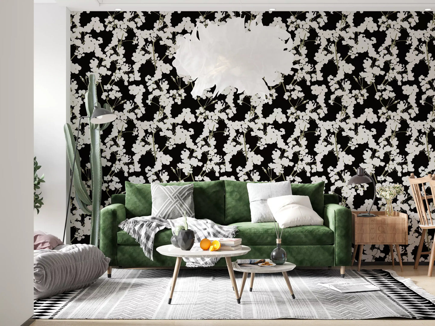 Papier peint à motif abstrait de branches crème