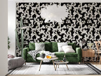 Papier peint à motif abstrait de branches crème
