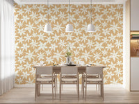 Papier peint à motif floral crème en forme de fleurs épanouies