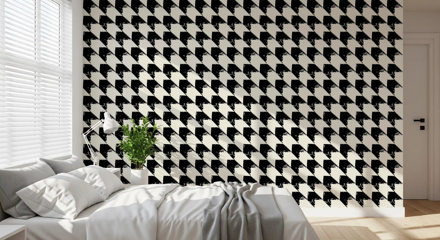 Abstrakte geometrische Rastertapete mit Tusche-Optik