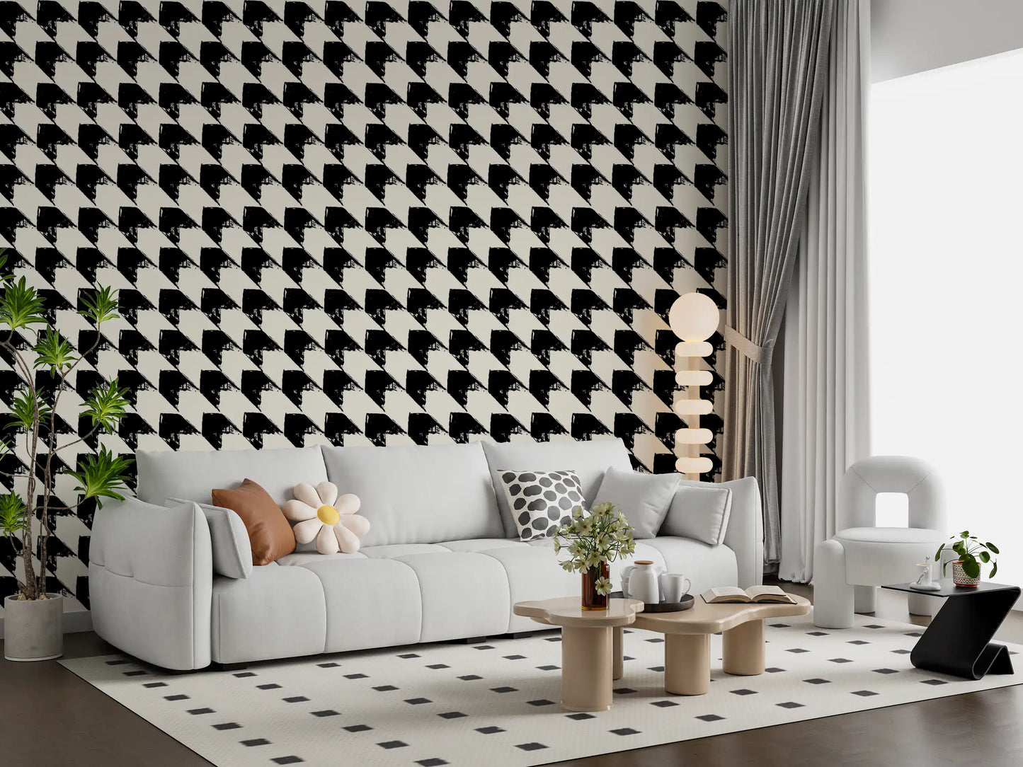 Abstrakte geometrische Rastertapete mit Tusche-Optik