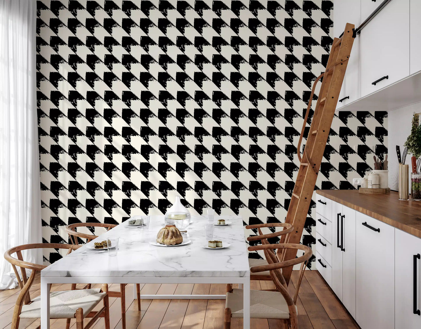 Abstrakte geometrische Rastertapete mit Tusche-Optik