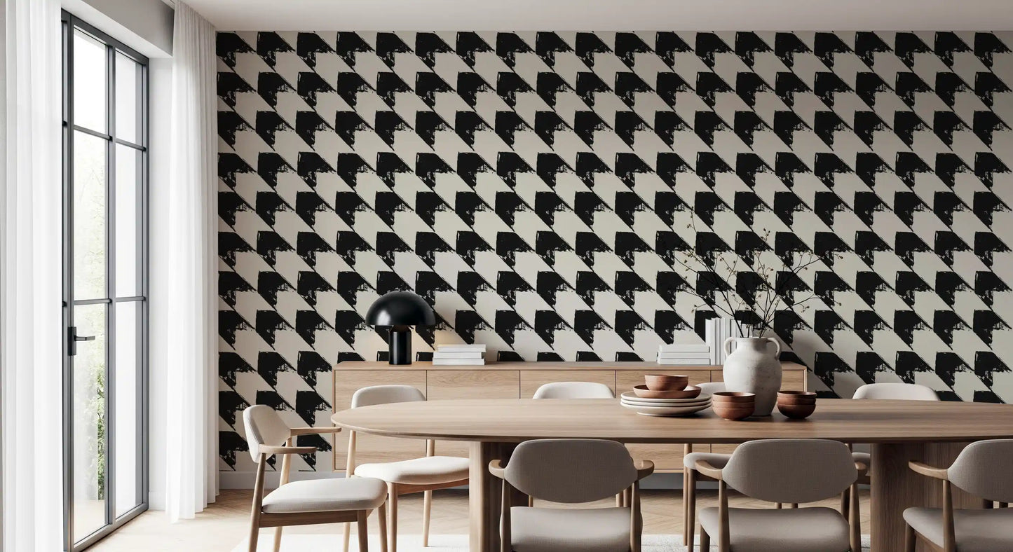 Abstrakte geometrische Rastertapete mit Tusche-Optik